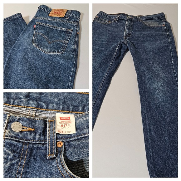 Vintage Levi's 517 90's Jeans 32x29 Denim 1999 Y2K RED BATWING - Picture 1 of 11